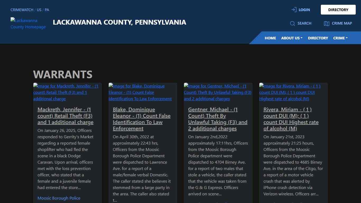 Warrants for Lackawanna County, Pennsylvania CRIMEWATCH