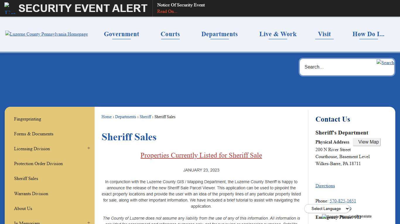 Sheriff Sales Luzerne County, PA